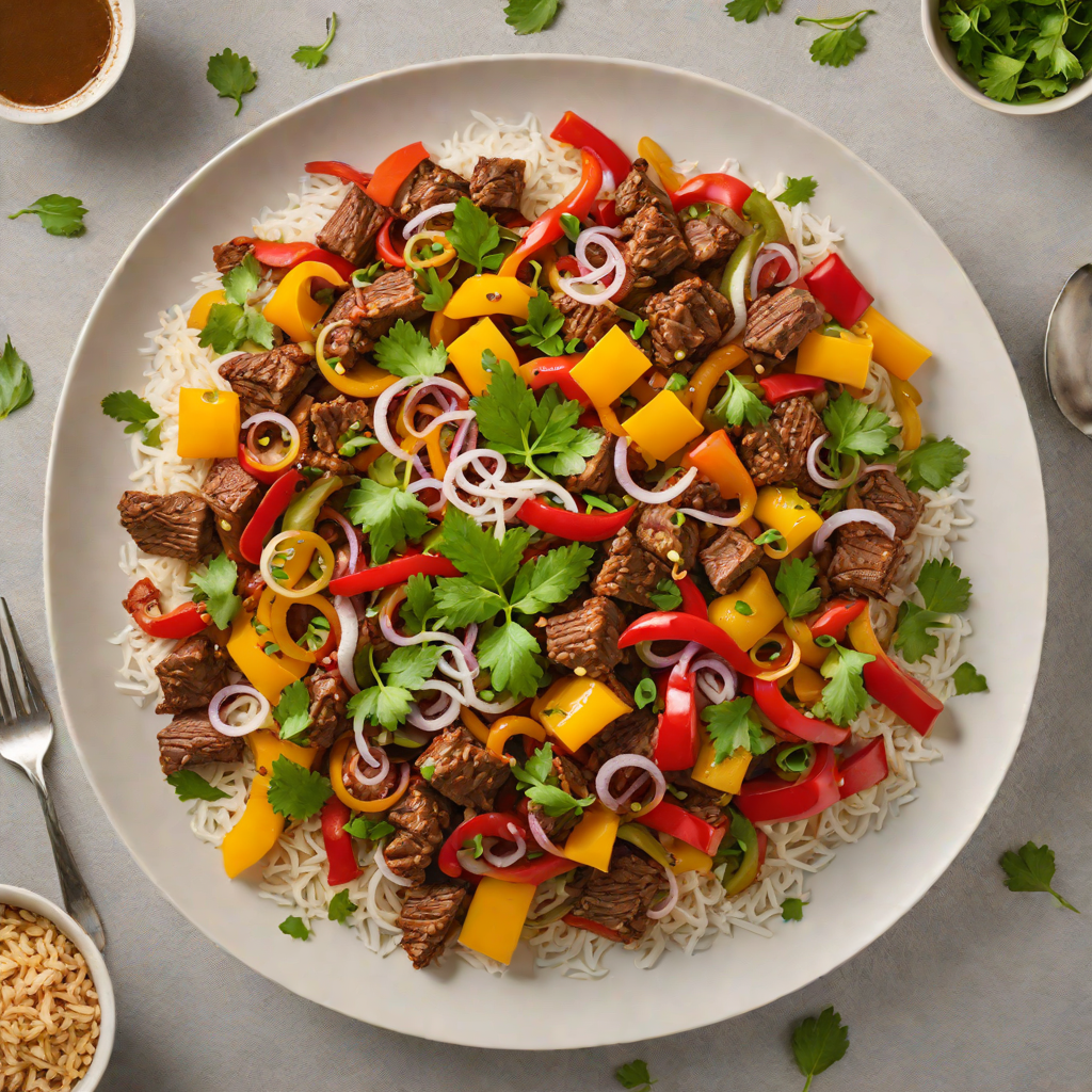 Spicy Suya Beef Stir-Fry with Bell Peppers and Onions