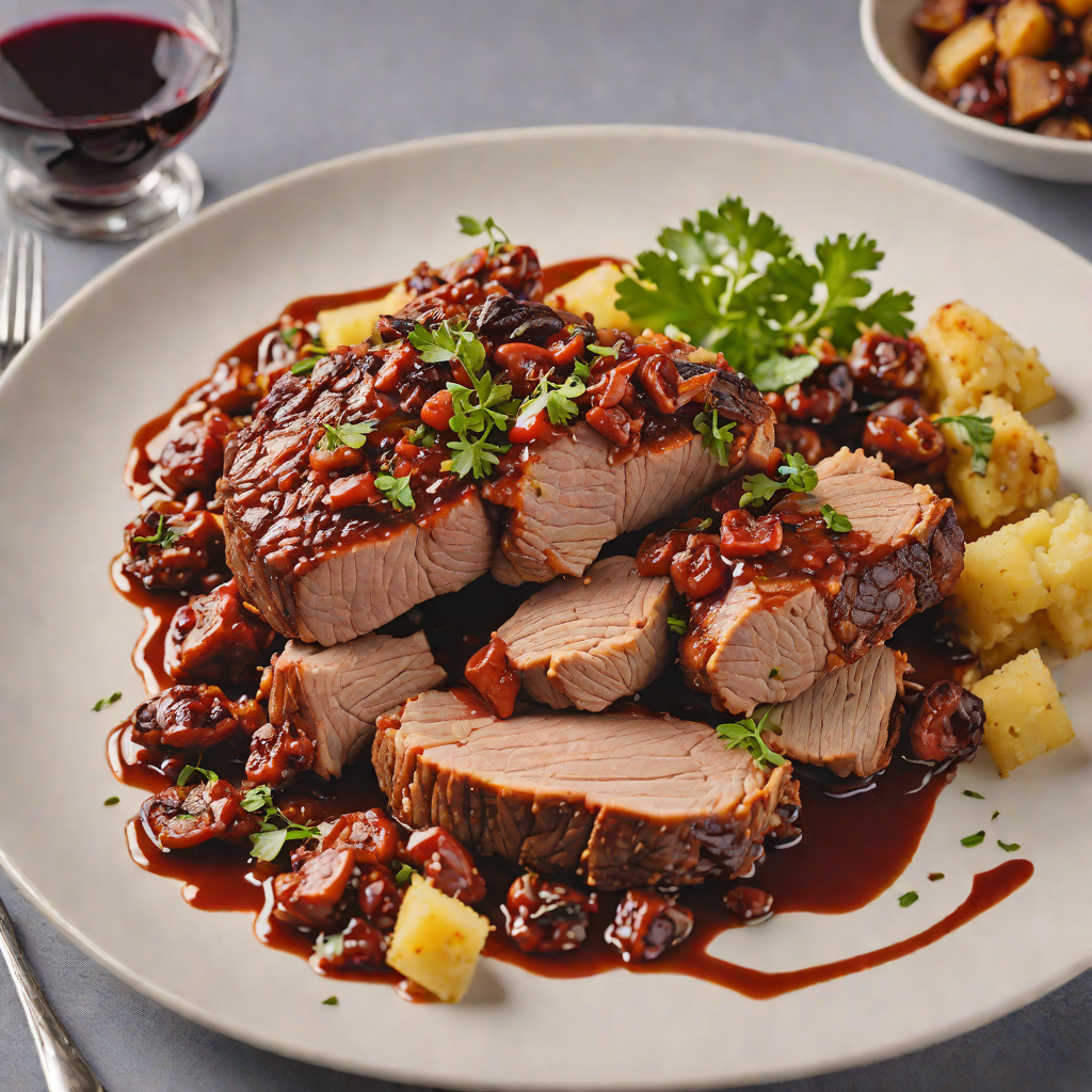 Slow-Cooked Pork Shoulder with Spanish Chorizo and Red Wine