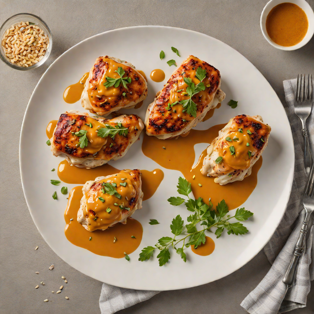 Pan-Seared Chicken Thighs with Saffron and Almond Romesco Sauce