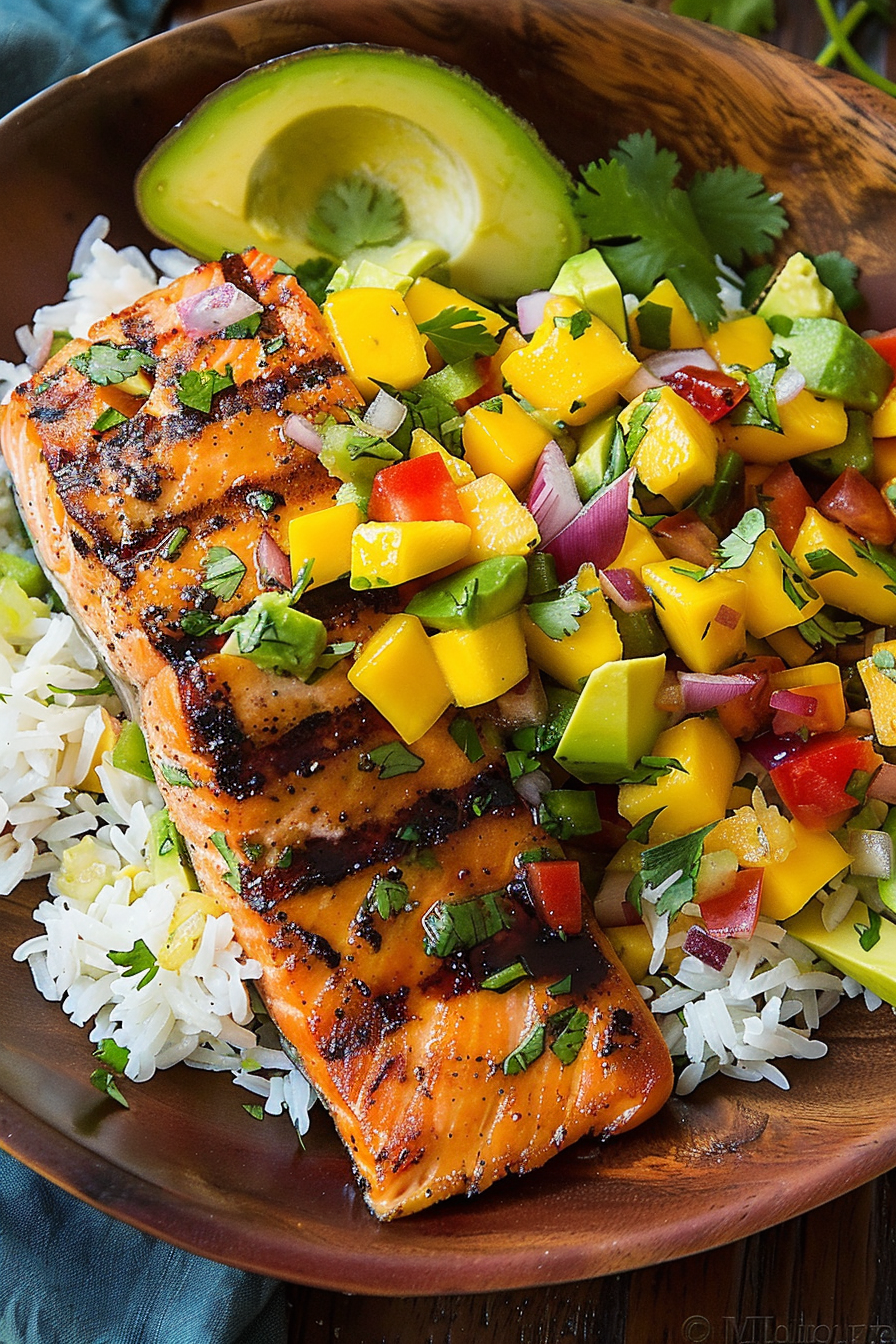 Pan-Seared Salmon with Mango-Pineapple Salsa
