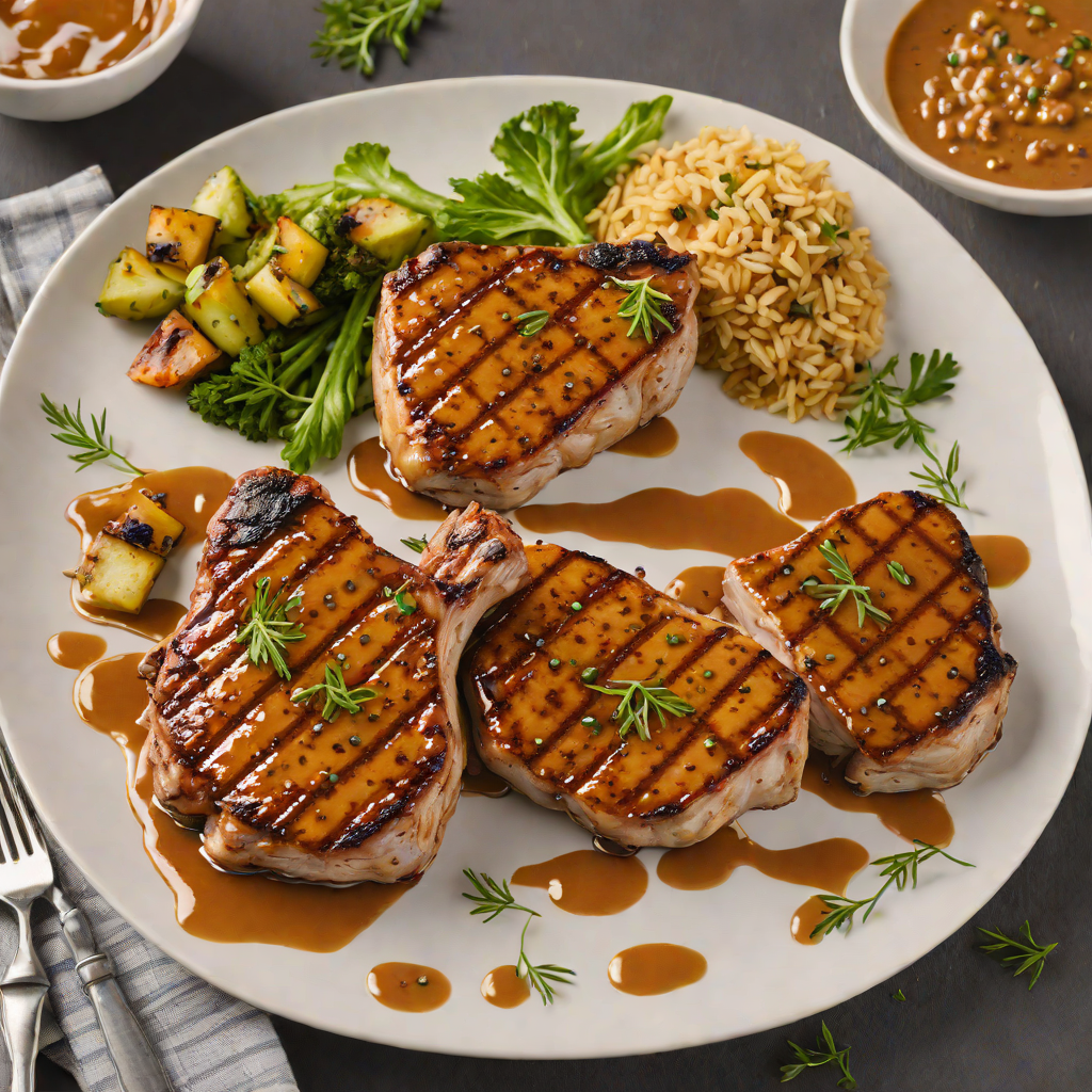 Bourbon-Glazed Grilled Pork Chops with Maple Mustard Sauce