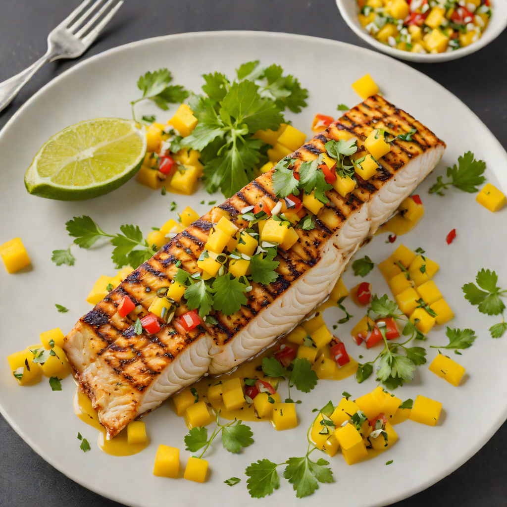 Charred Mahi-Mahi with Mango Salsa and Cilantro-Lime Drizzle