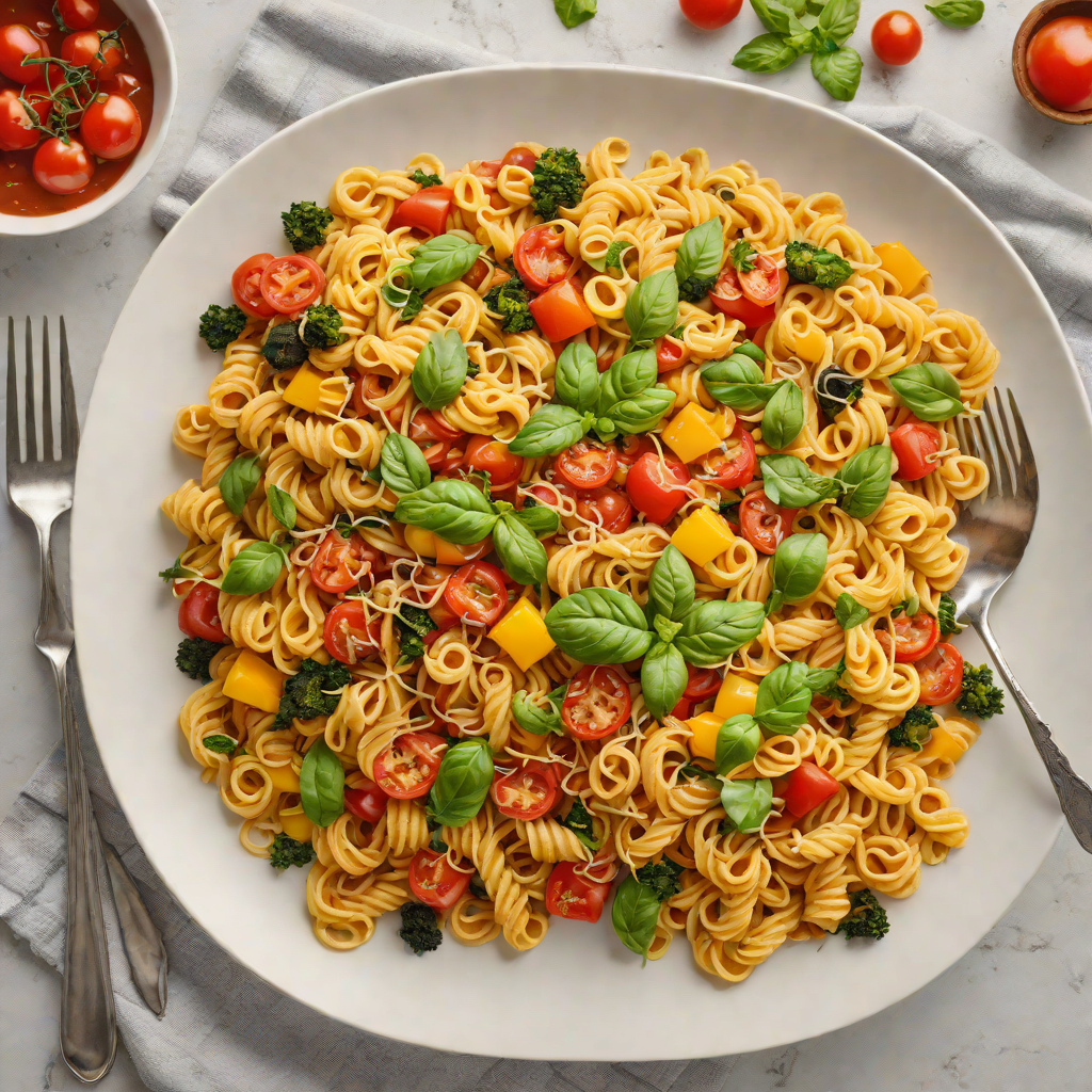 One-Pot Rainbow Veggie Pasta with Tomato Basil Sauce