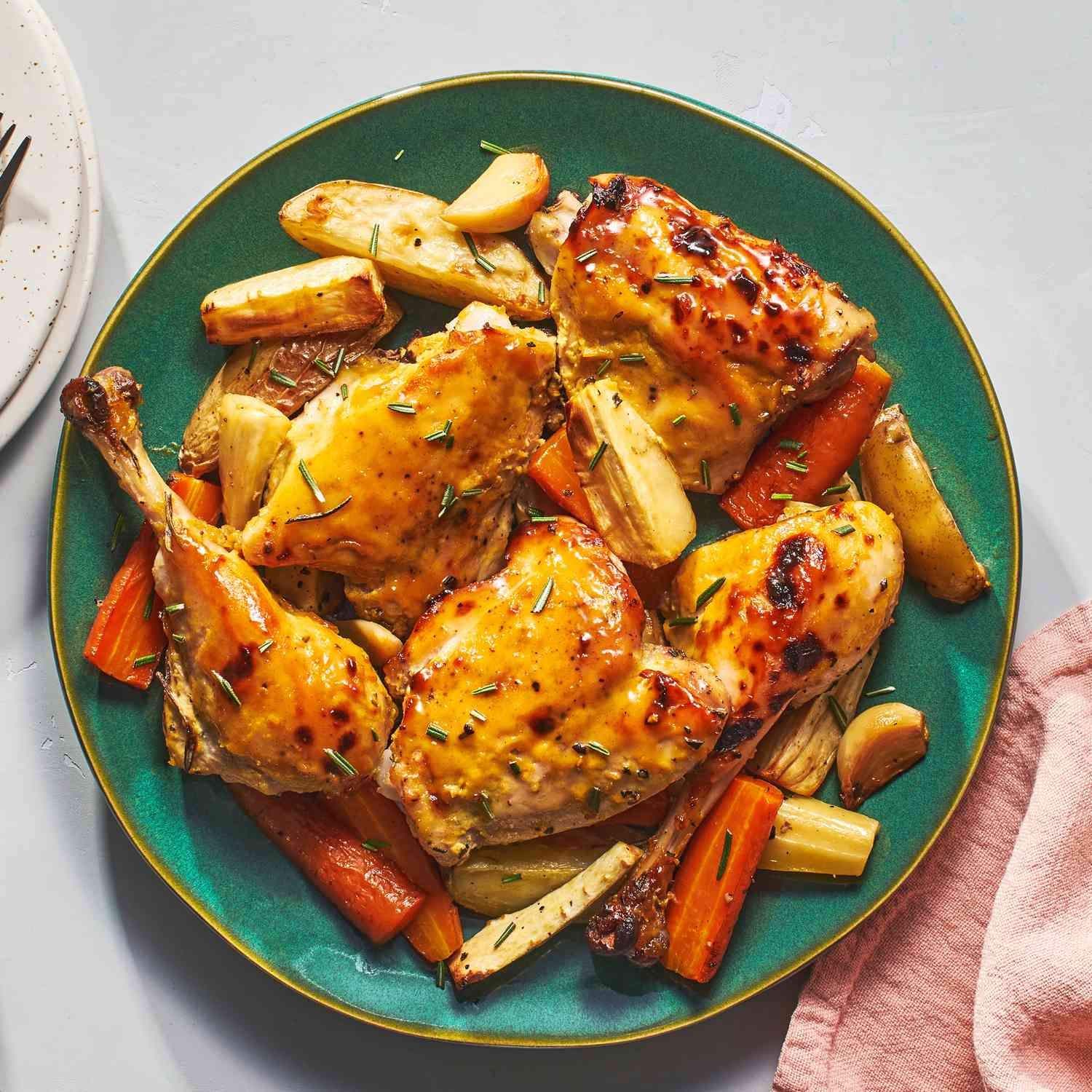 Pan-Seared Chicken with Honey Mustard and Roasted Root Vegetables