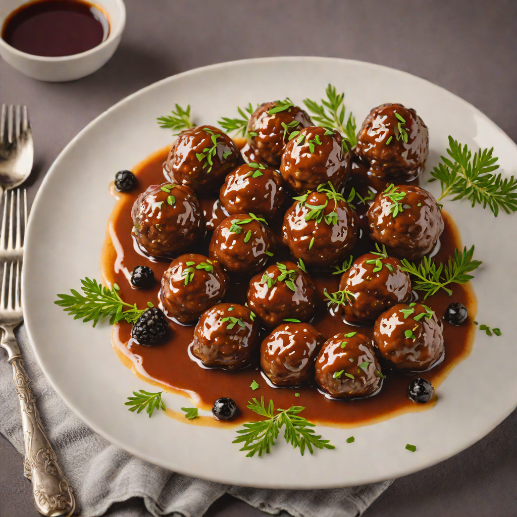 Maple-Glazed Venison Meatballs with Juniper Berry Sauce