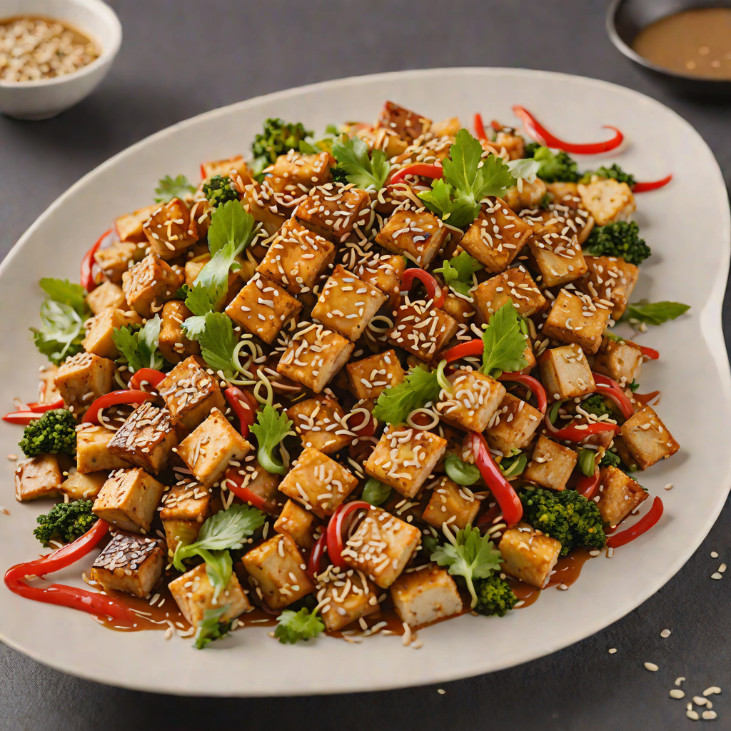 Crisped Tofu Stir-Fry with Ginger-Sesame Sauce