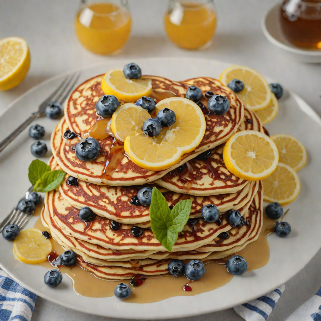 Blueberry-Lemon Ricotta Pancakes with Maple Syrup