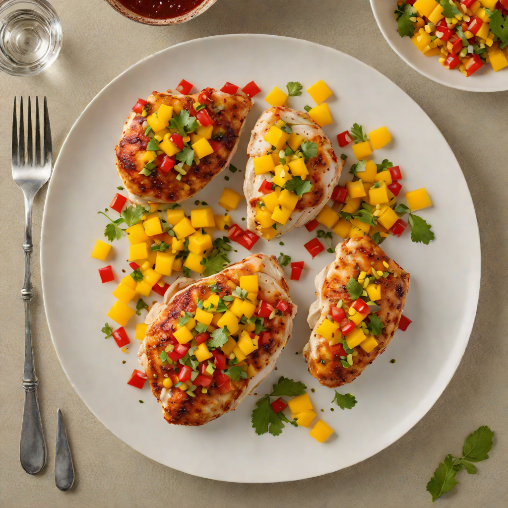 Pan-Seared Chicken with Puerto Rican Sofrito and Mango Salsa