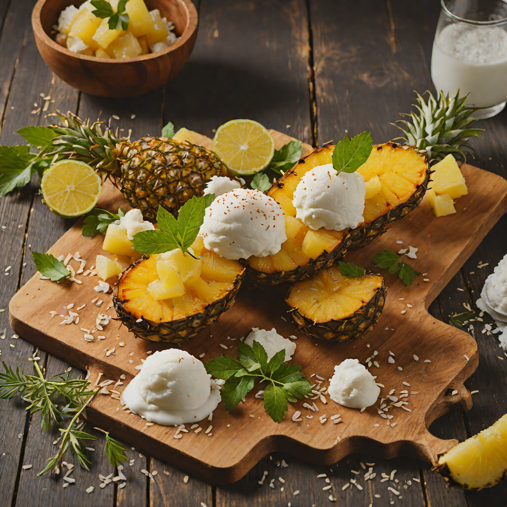 Caribbean Rum-Glazed Grilled Pineapple with Coconut Sorbet