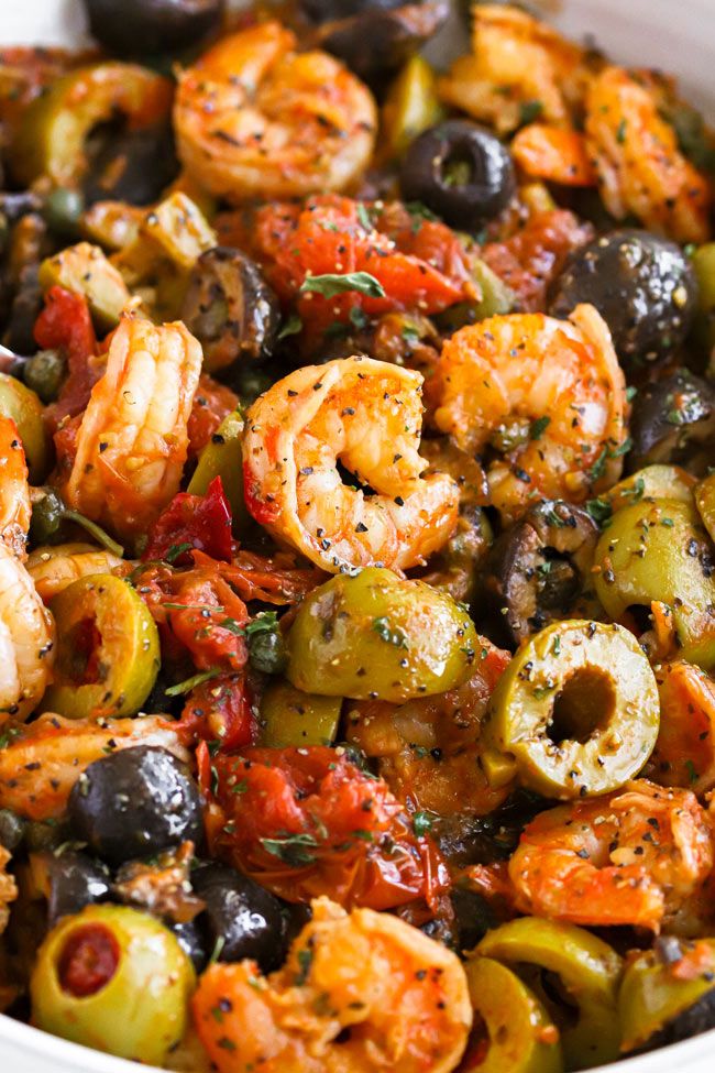 Sautéed Garlic Shrimp with Mediterranean Olive Tapenade