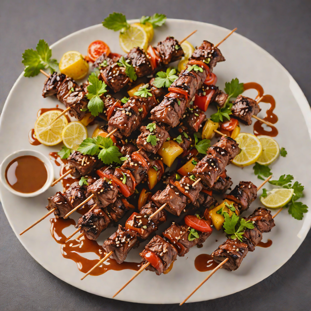 Grilled Coffee-Rubbed Beef Skewers with Bitter Cocoa Glaze