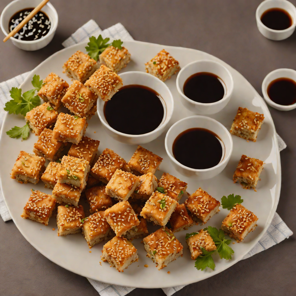 Baked Sesame Tofu Nuggets with Sweet Soy Dipping Sauce