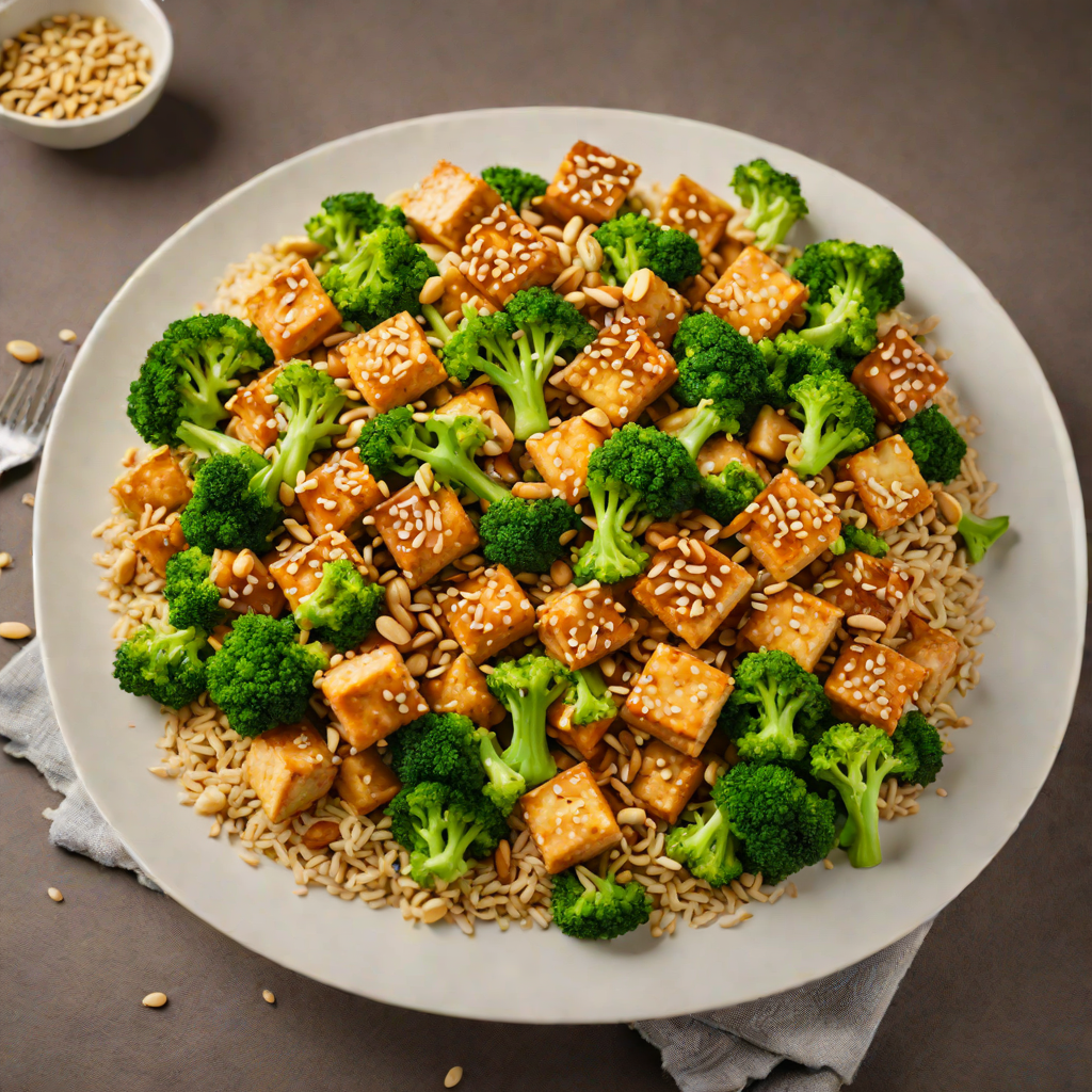 Quick Stir-Fried Sesame Tofu with Broccoli and Cashews