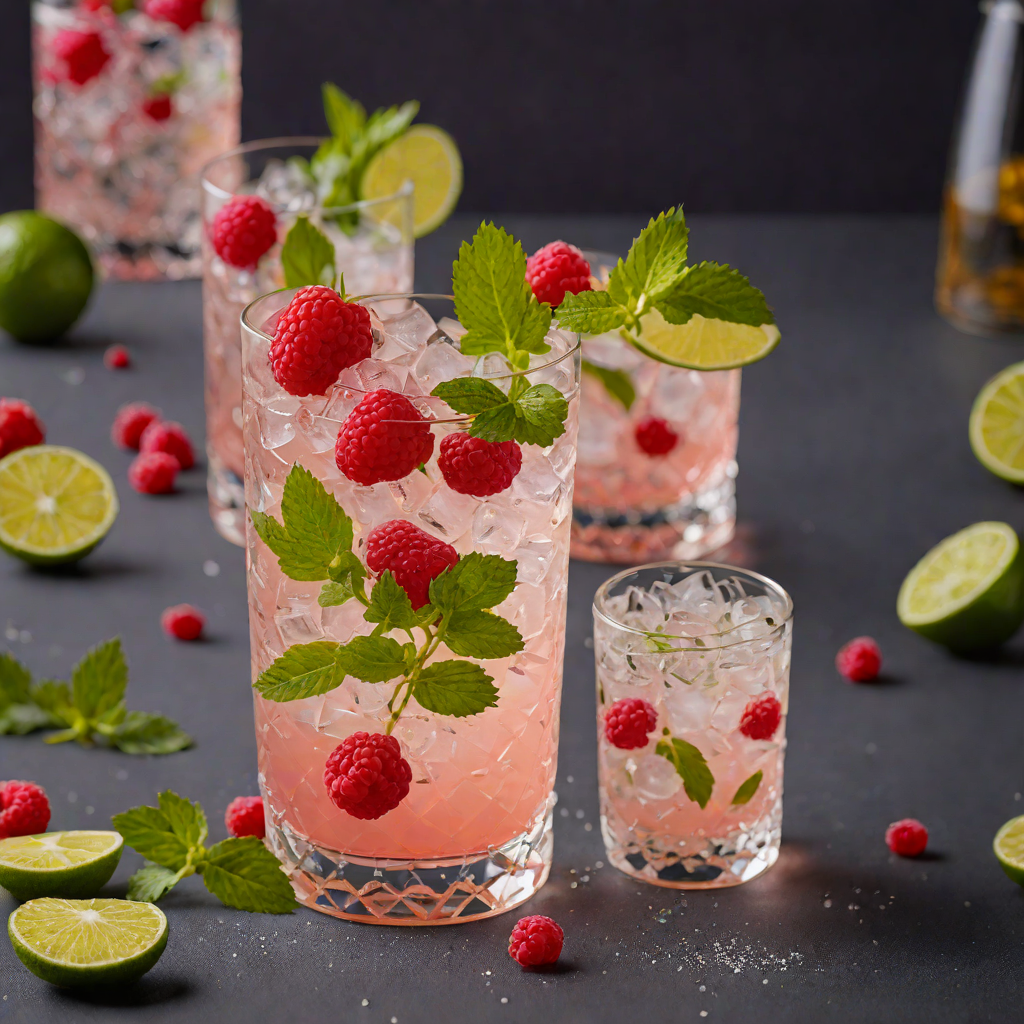 Raspberry-Lime Gin Fizz with Fresh Herb Mist