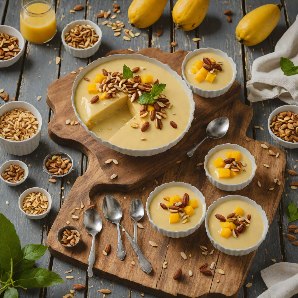 No-Bake Chilled Mango Coconut Pudding with Toasted Almonds