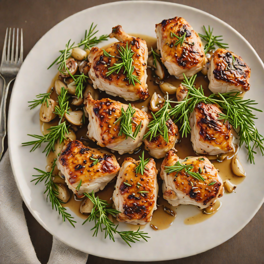 Pan-Seared Chicken Thighs with Roasted Garlic and Fresh Rosemary