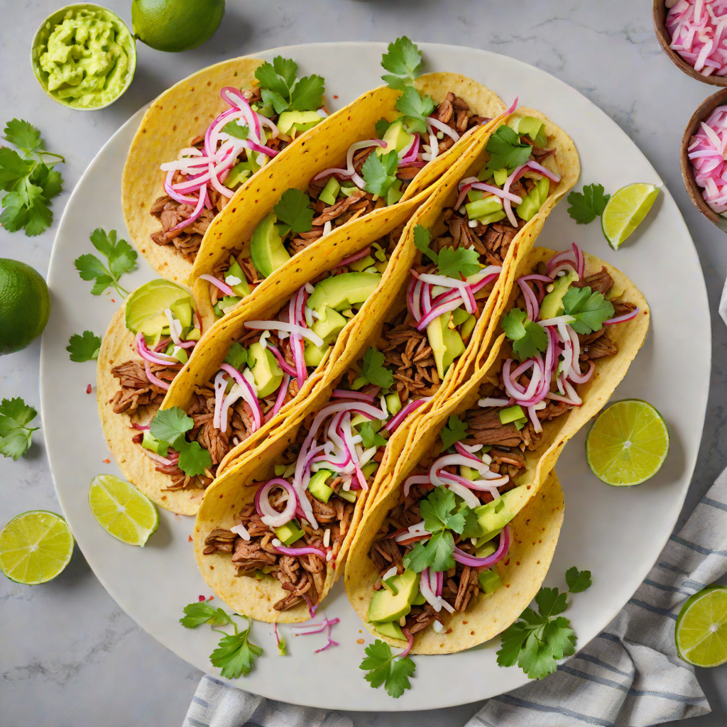 Chipotle-Lime Beef Tacos with Pickled Red Onion and Avocado Crema