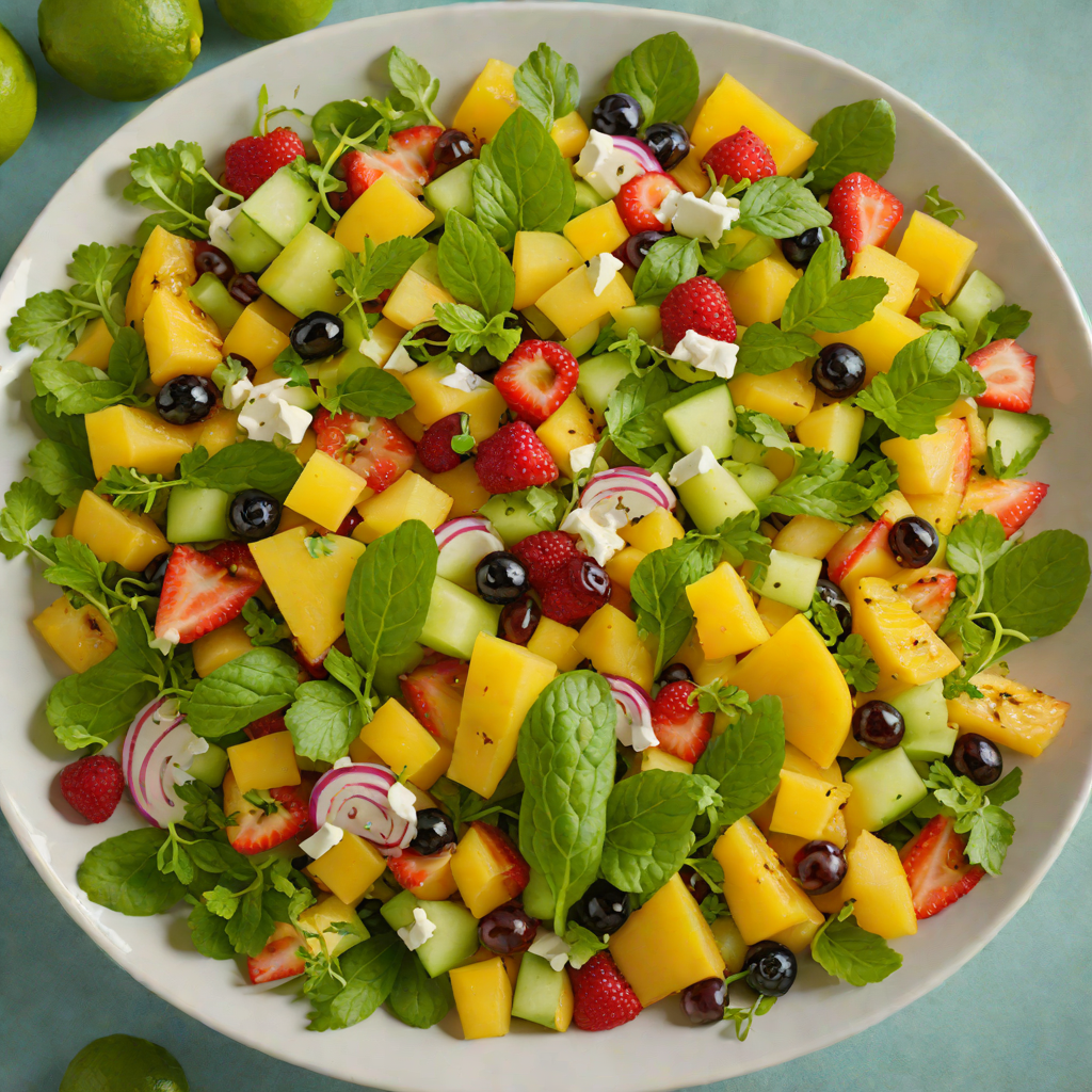 Madagascar-Inspired Tropical Fruit Salad with Lime-Mint Dressing
