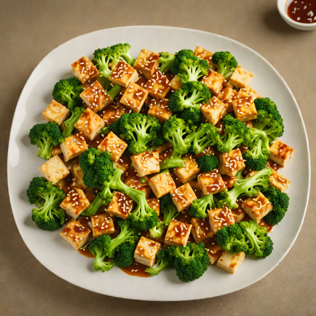 Stir-Fried Tofu with Garlic and Broccoli in Spicy Garlic Sauce