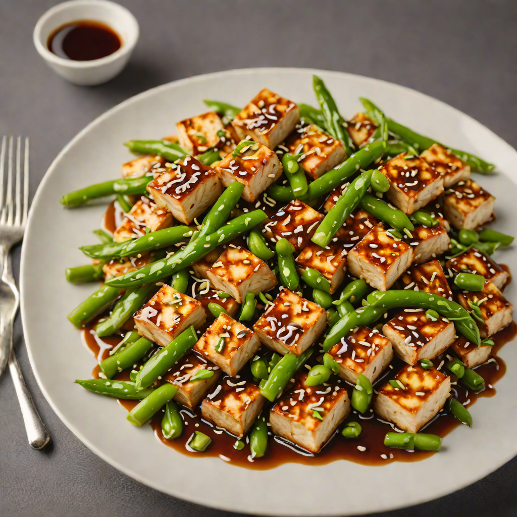 Stir-Fried Tofu with Ginger Soy Glaze and Snap Peas