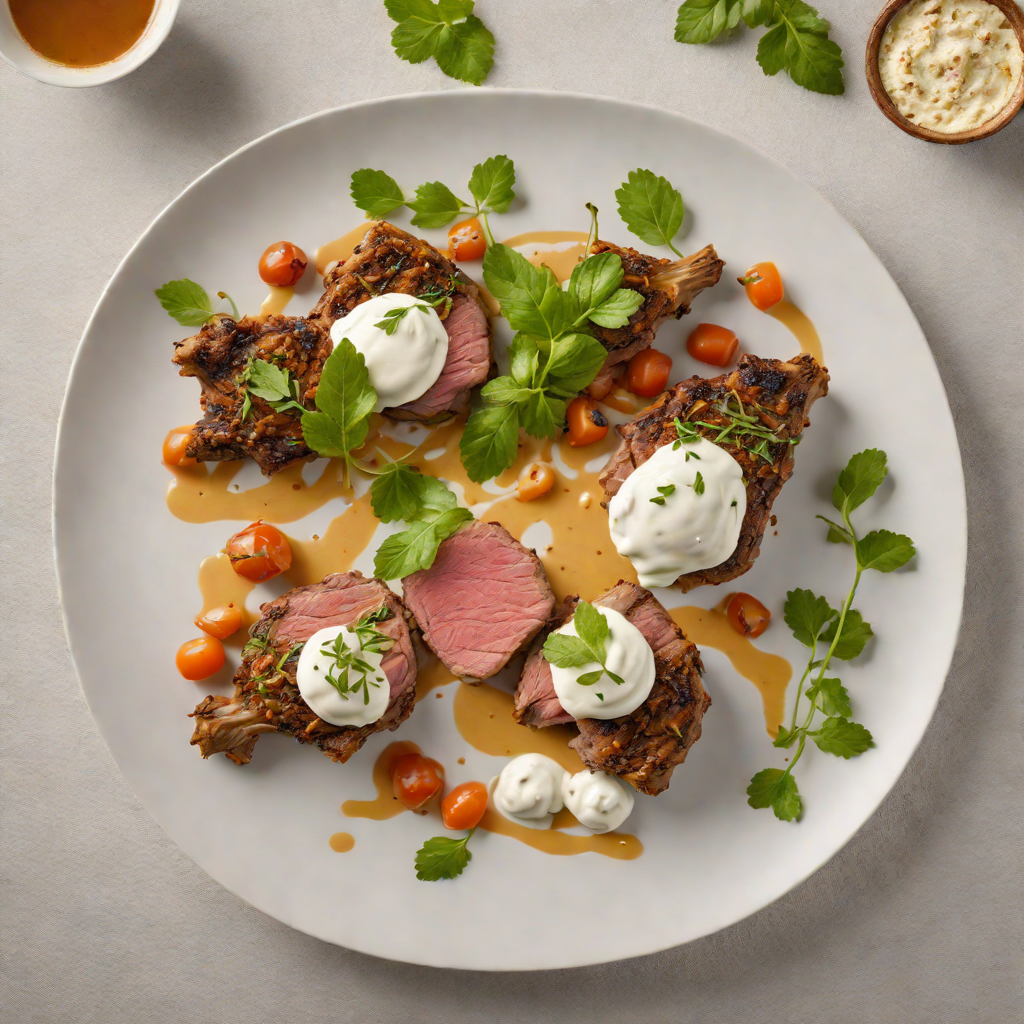 Slow-Roasted Mediterranean Lamb with Herb Yogurt Sauce