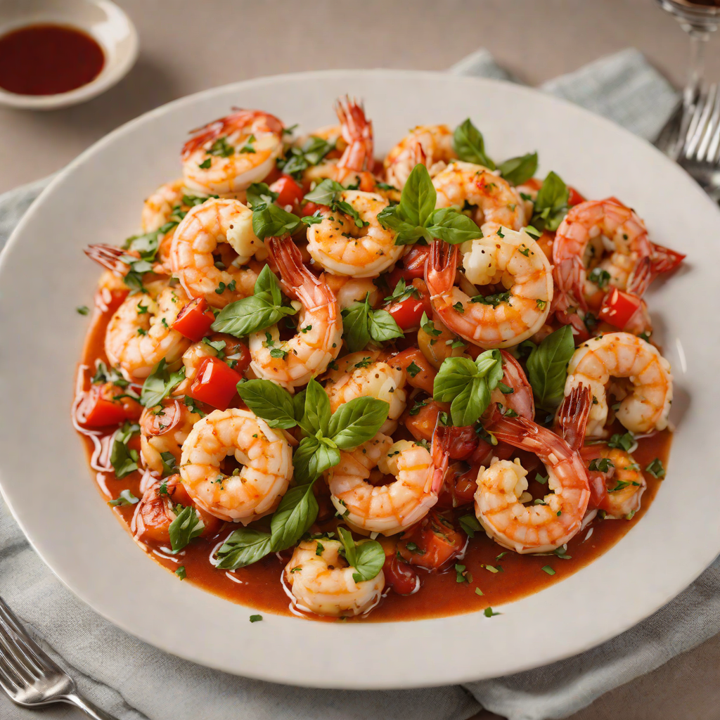 Sautéed Garlic Shrimp with Spicy Tomato Basil Sauce