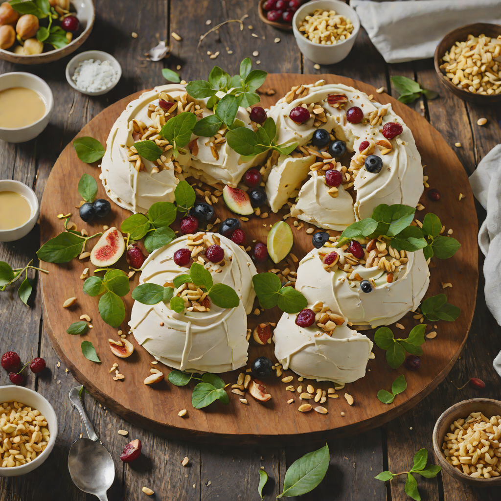 Eucalyptus-Infused Pavlova with Finger Lime and Macadamia Crunch