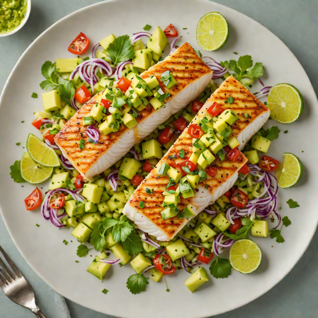 Grilled Citrus-Marinated Pacific Cod with Avocado Salsa
