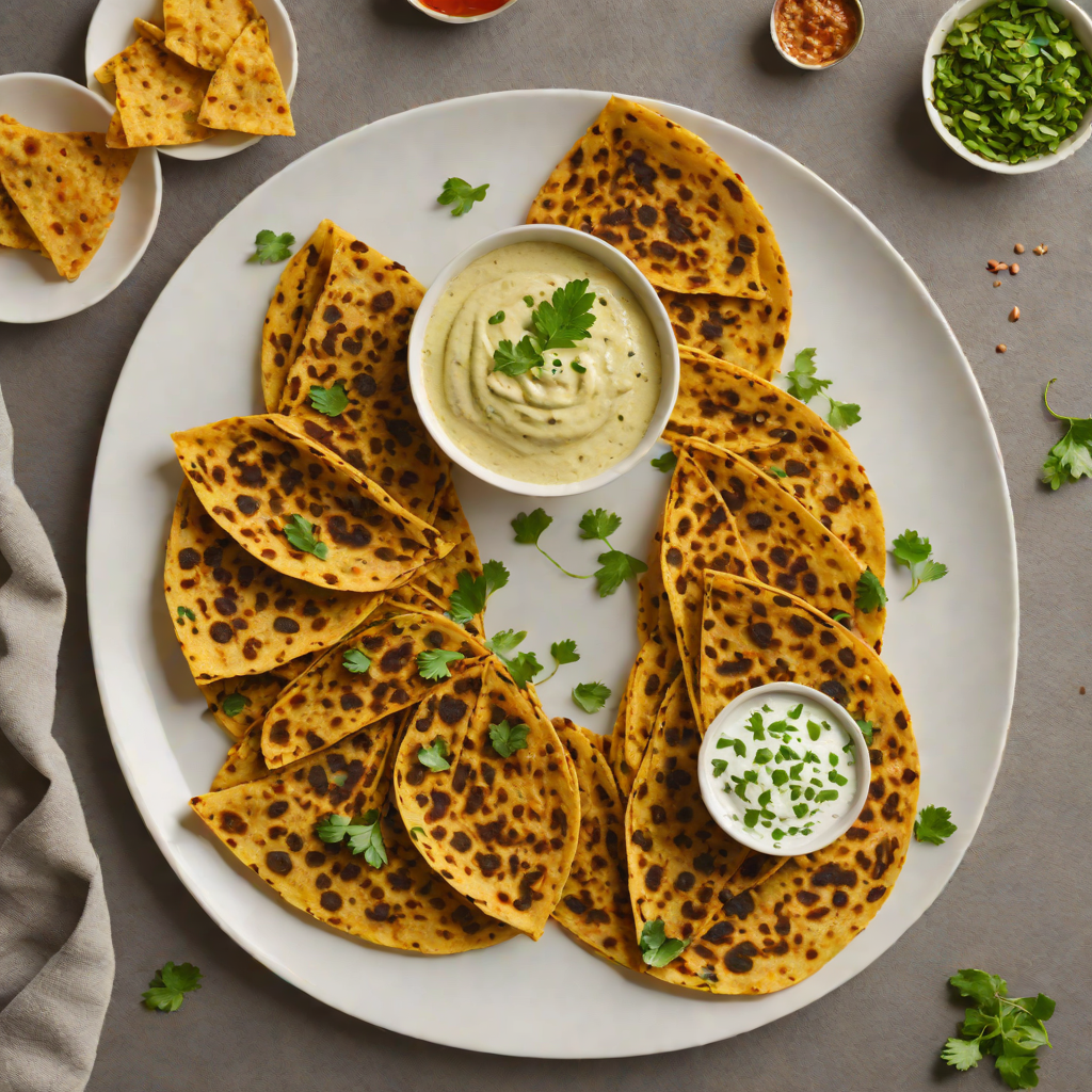 Pan-Fried Methi Thepla with Spiced Yogurt Dip