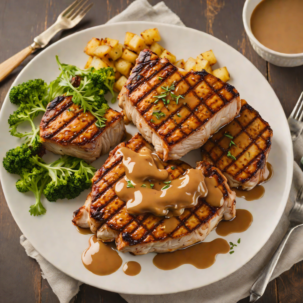 Bourbon-Glazed Grilled Pork Chops with Maple Dijon Sauce