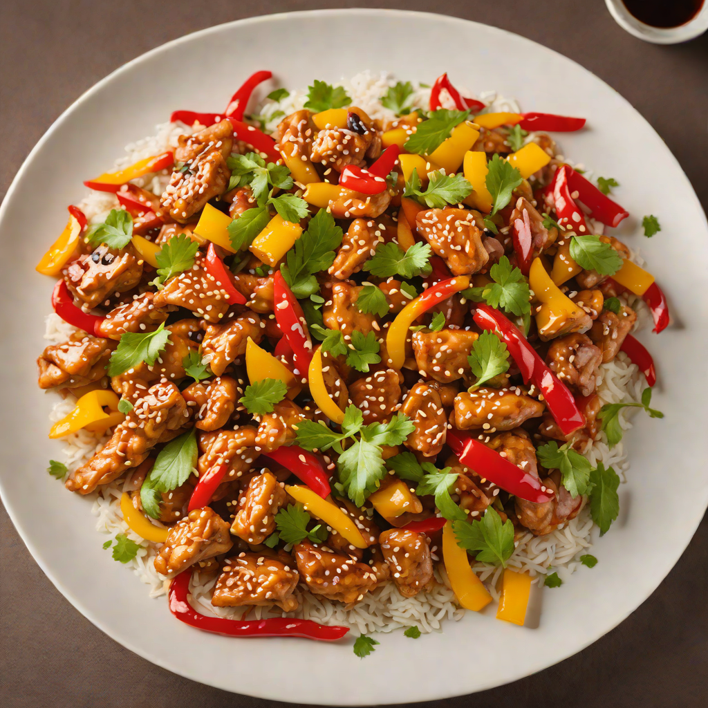 Stir-Fried Chicken with Honey-Garlic Sauce and Bell Peppers