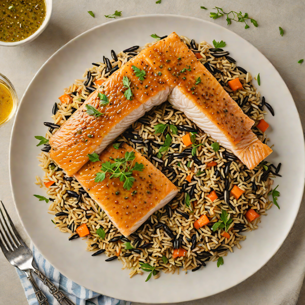 Pan-Seared Trout with Maple-Mustard Glaze and Wild Rice Pilaf