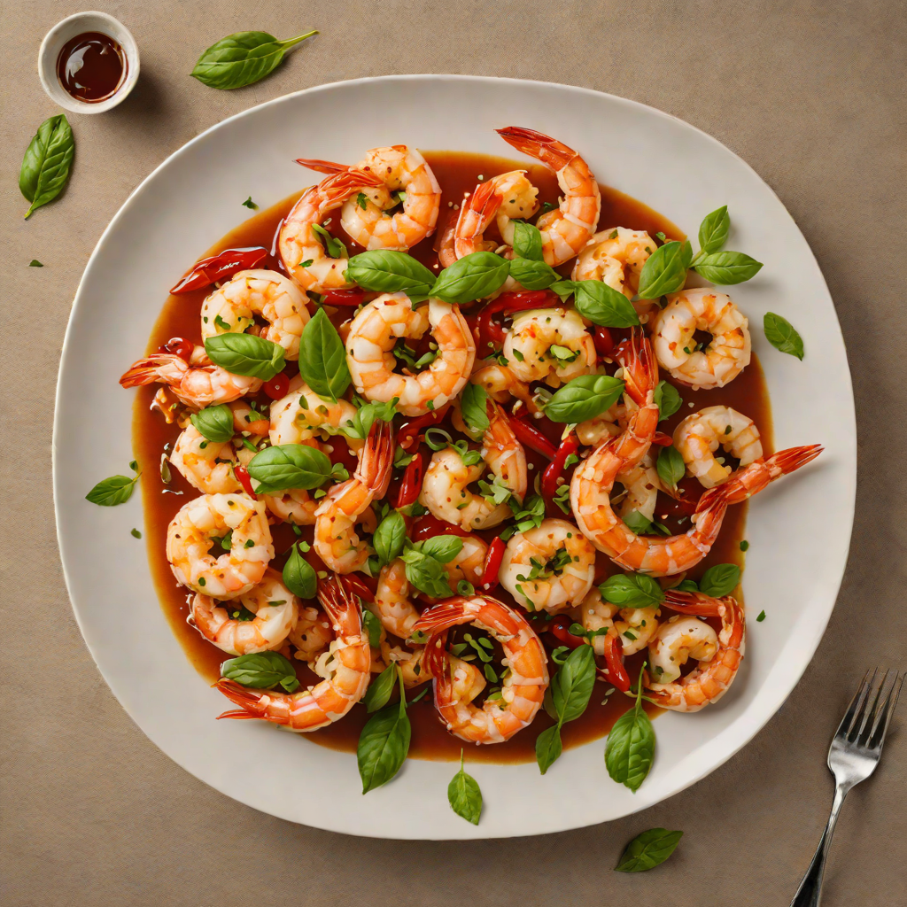 Sautéed Shrimp with Chili Garlic Sauce and Basil