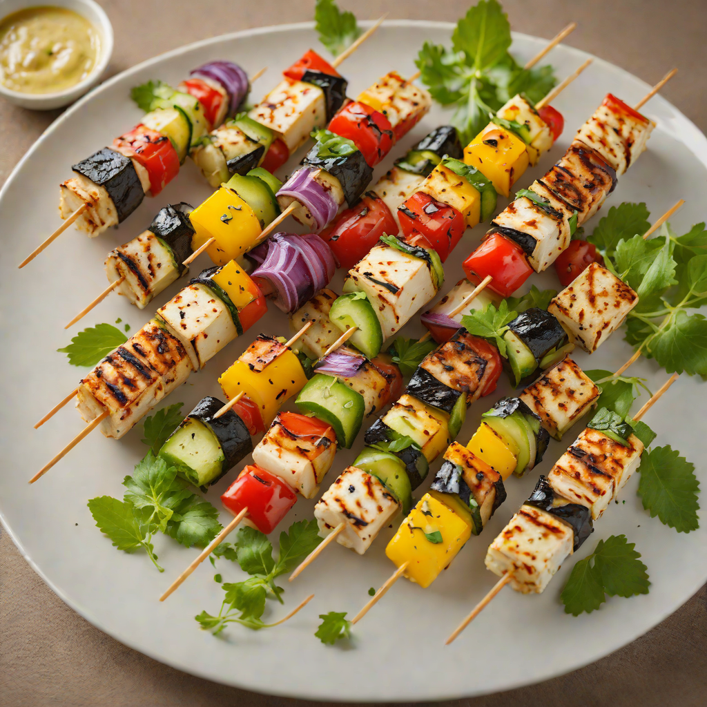 Charcoal-Grilled Halloumi and Vegetable Skewers