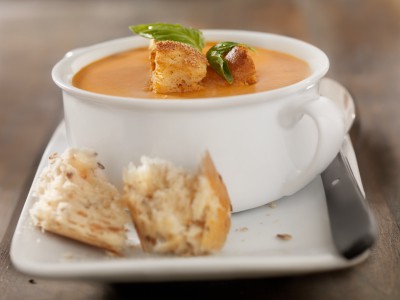 Velvety Low-Fat Tomato Soup with Fresh Basil