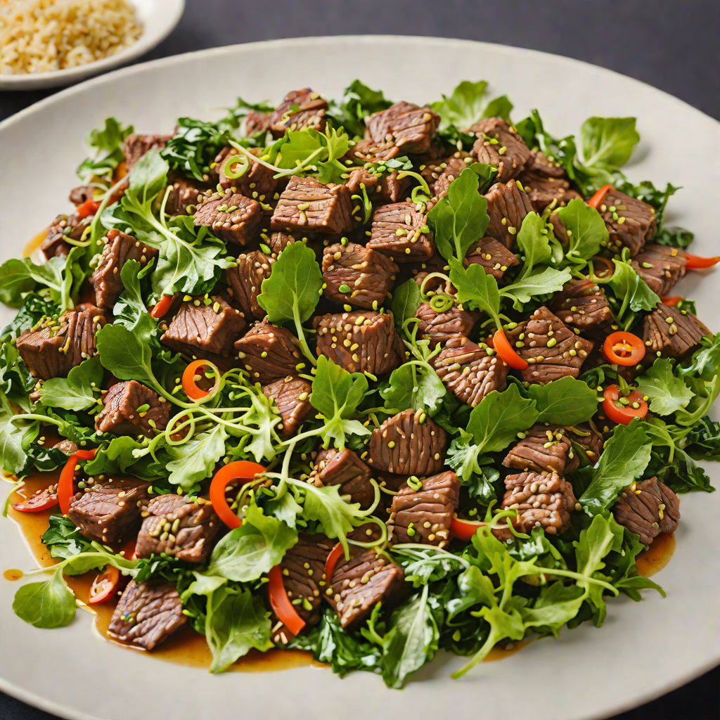 Spicy Stir-Fried Beef with Wild Greens and Garlic