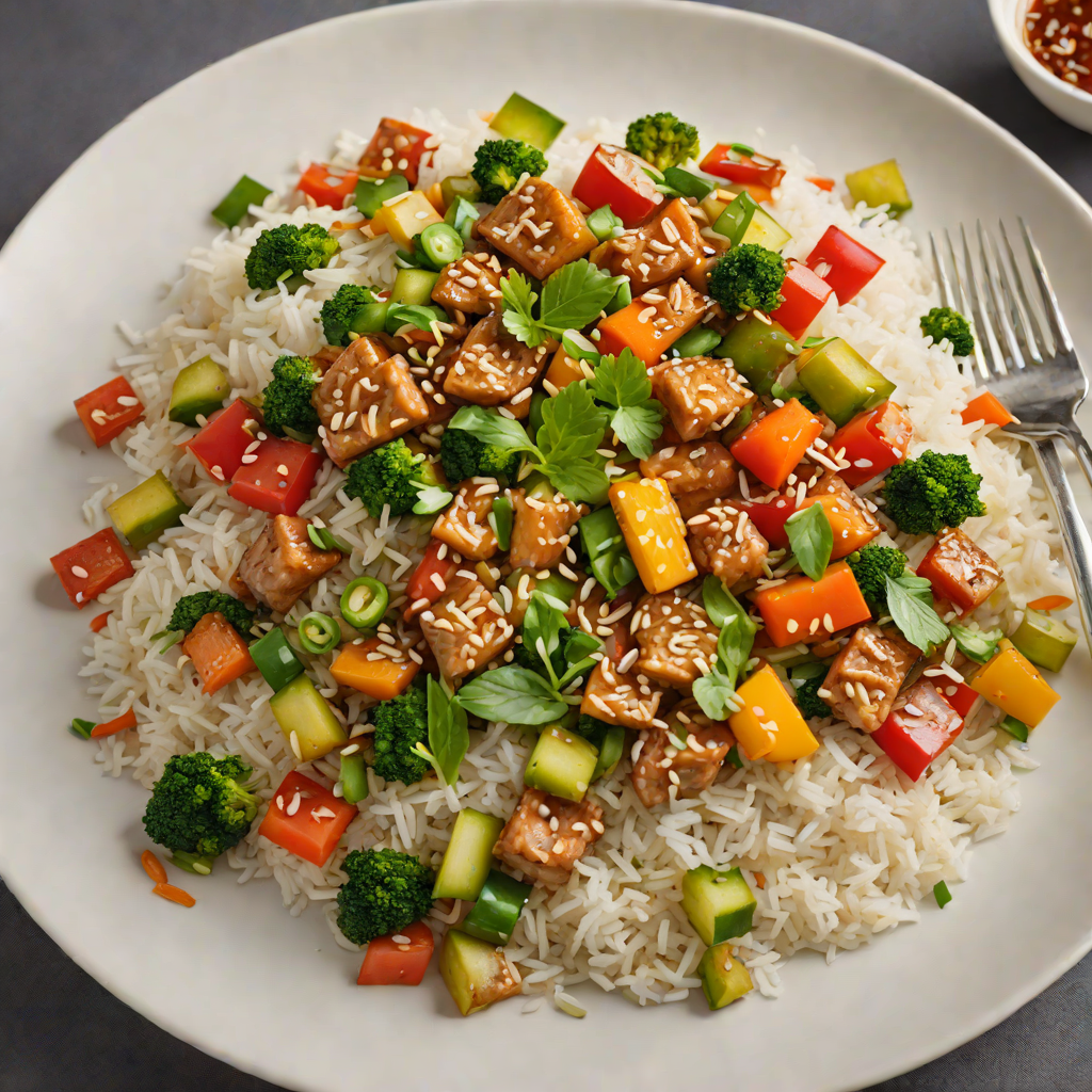 Vegetable Stir-Fry with Garlic Ginger Sauce over Jasmine Rice