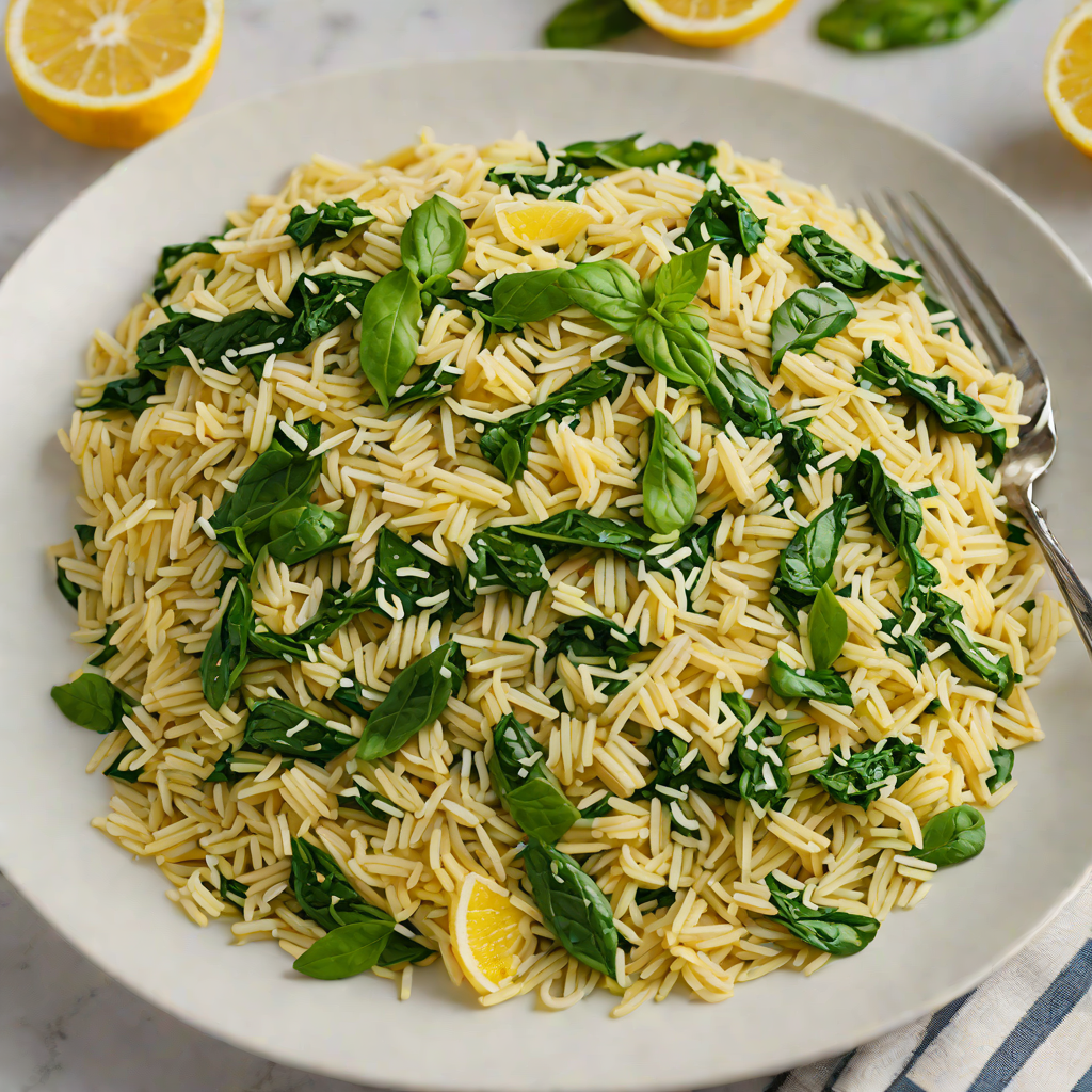 Quick Garlicky Lemon Orzo with Spinach and Parmesan