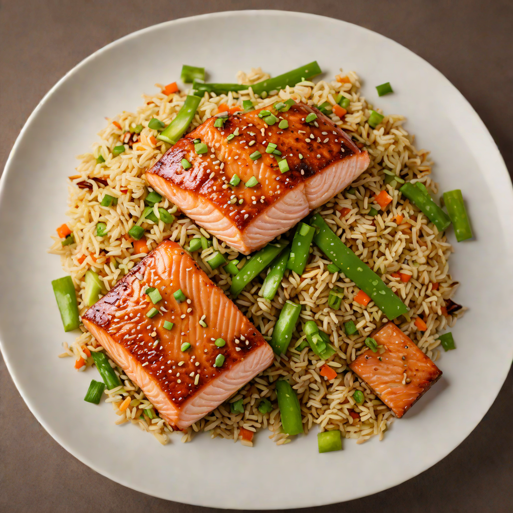Soy-Glazed Salmon with Scallion and Sesame Stir-Fried Rice