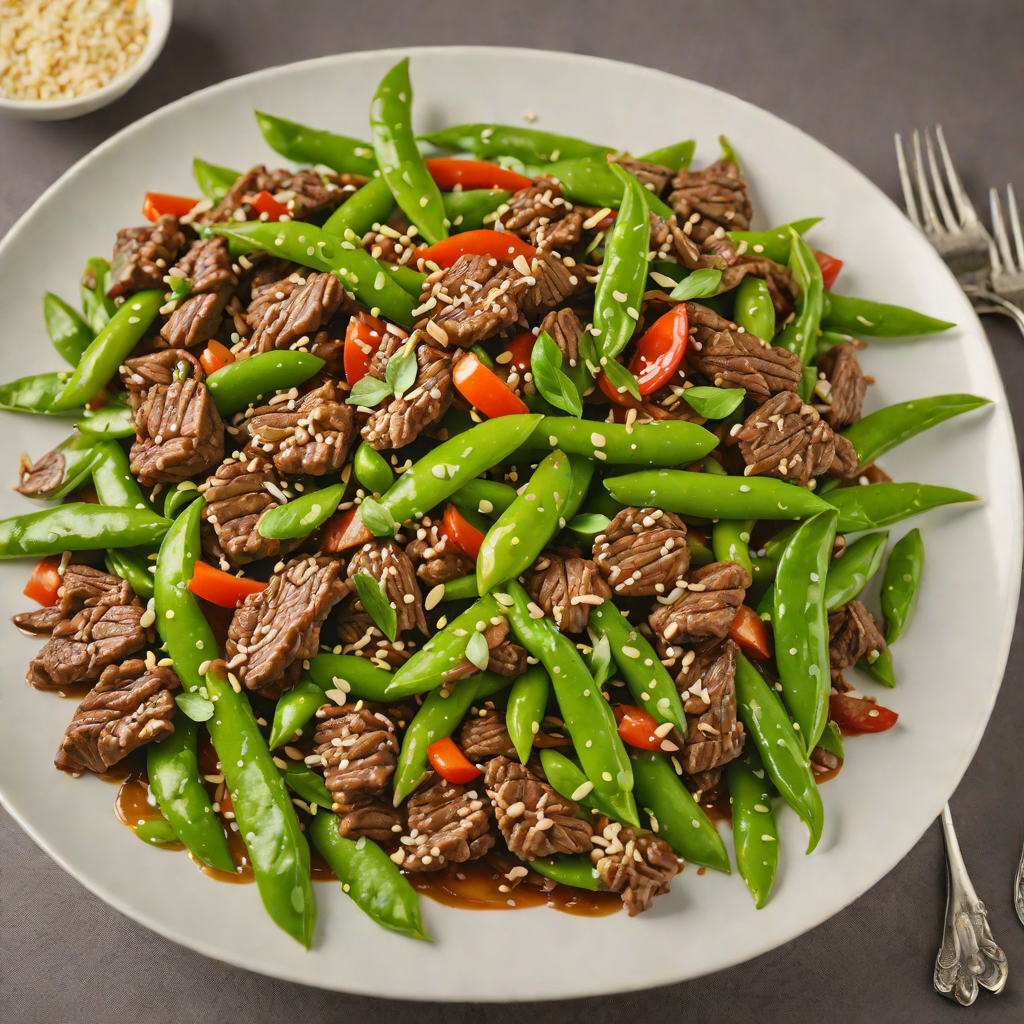 Quick Beef Stir-Fry with Garlic Ginger Sauce and Snow Peas