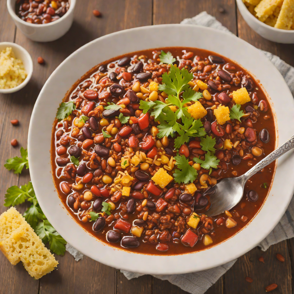 Rustic Three-Bean Chili with Smoked Paprika and Cornbread