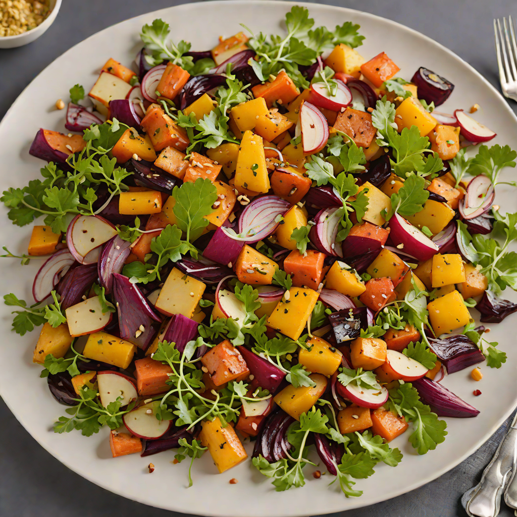 Maple-Glazed Roasted Root Vegetable Salad with Mustard Vinaigrette