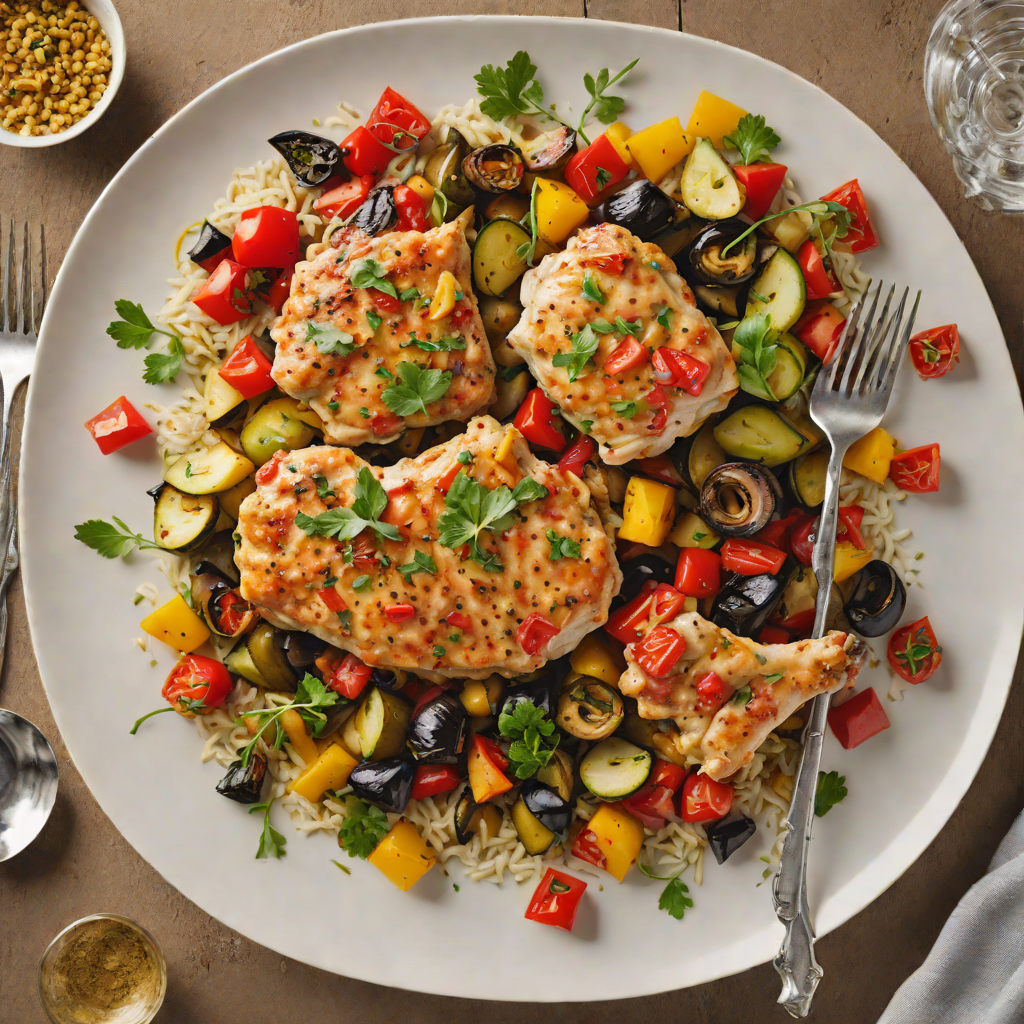 Sautéed Garlic Butter Chicken with Roasted Mediterranean Vegetables