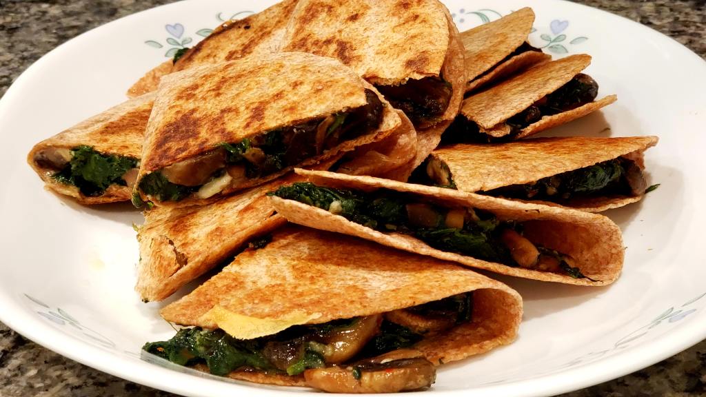 Mushroom & Spinach 'Cheezy' Quesadillas