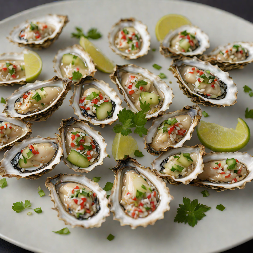 Chilled Oysters with Mignonette and Cucumber Relish