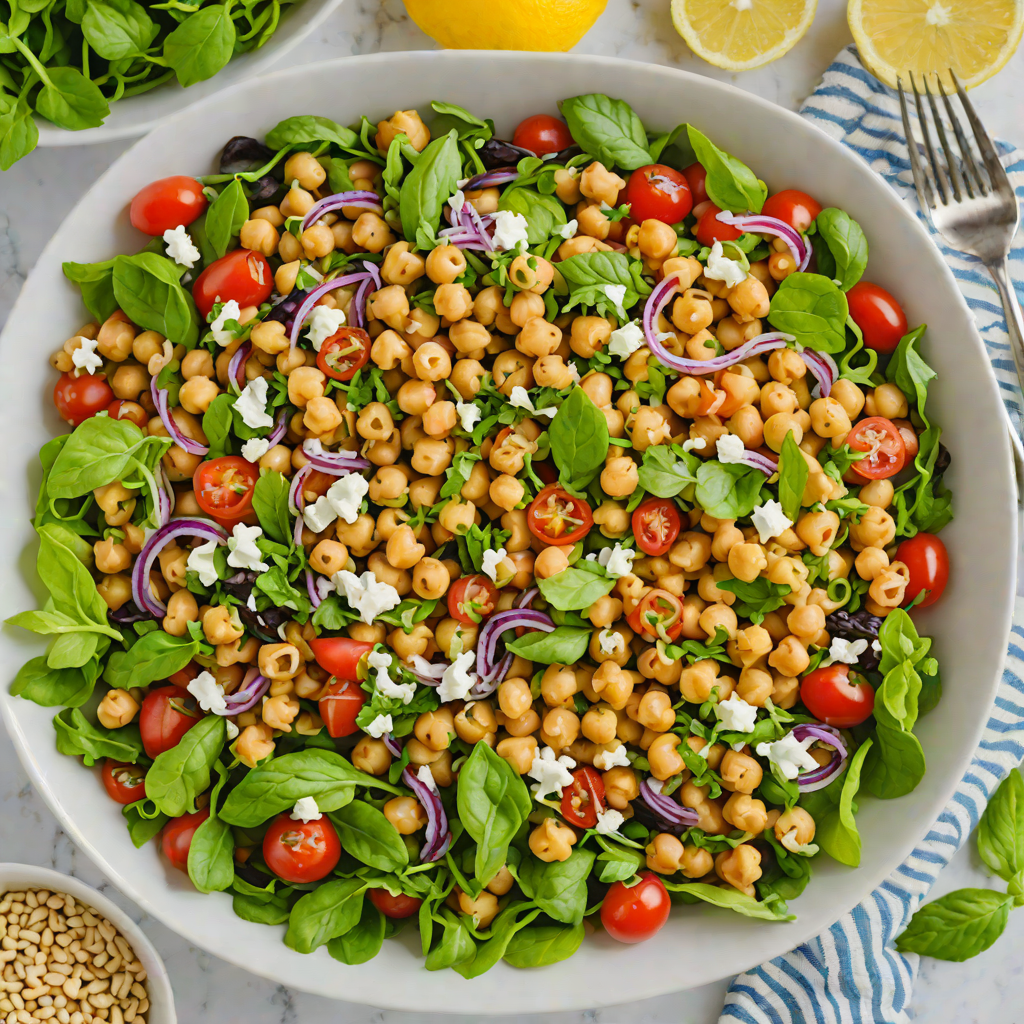 No-Cook Greek Chickpea Salad with Lemon-Oregano Dressing
