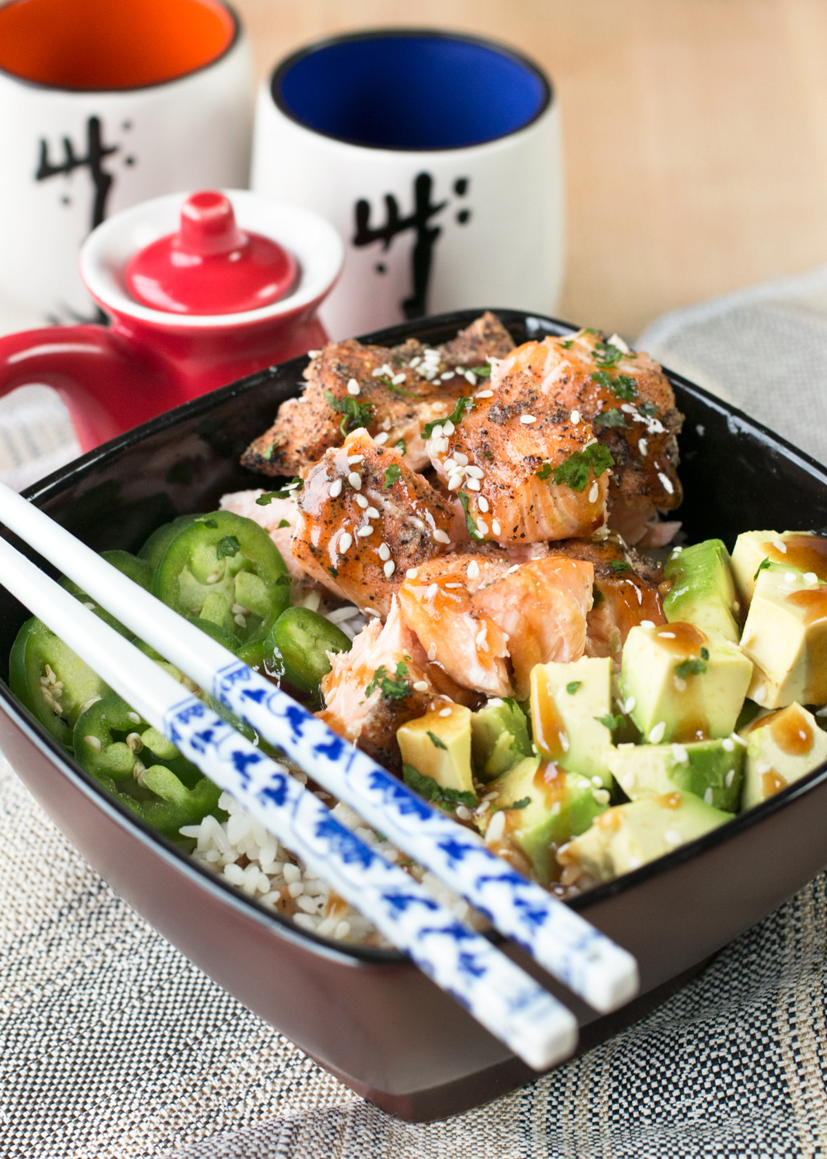 Avocado-Cucumber Salmon Bowls for Dizziness Relief