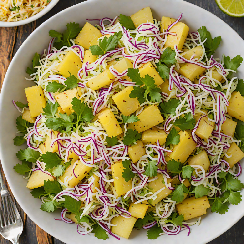 Smoked Pineapple Coleslaw with Tangy Lime Dressing