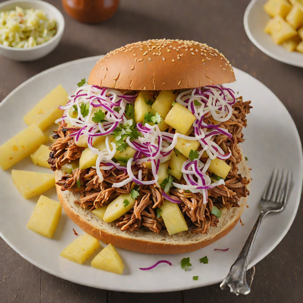 Slow-Smoked Pulled Pork Sandwich with Pineapple Slaw