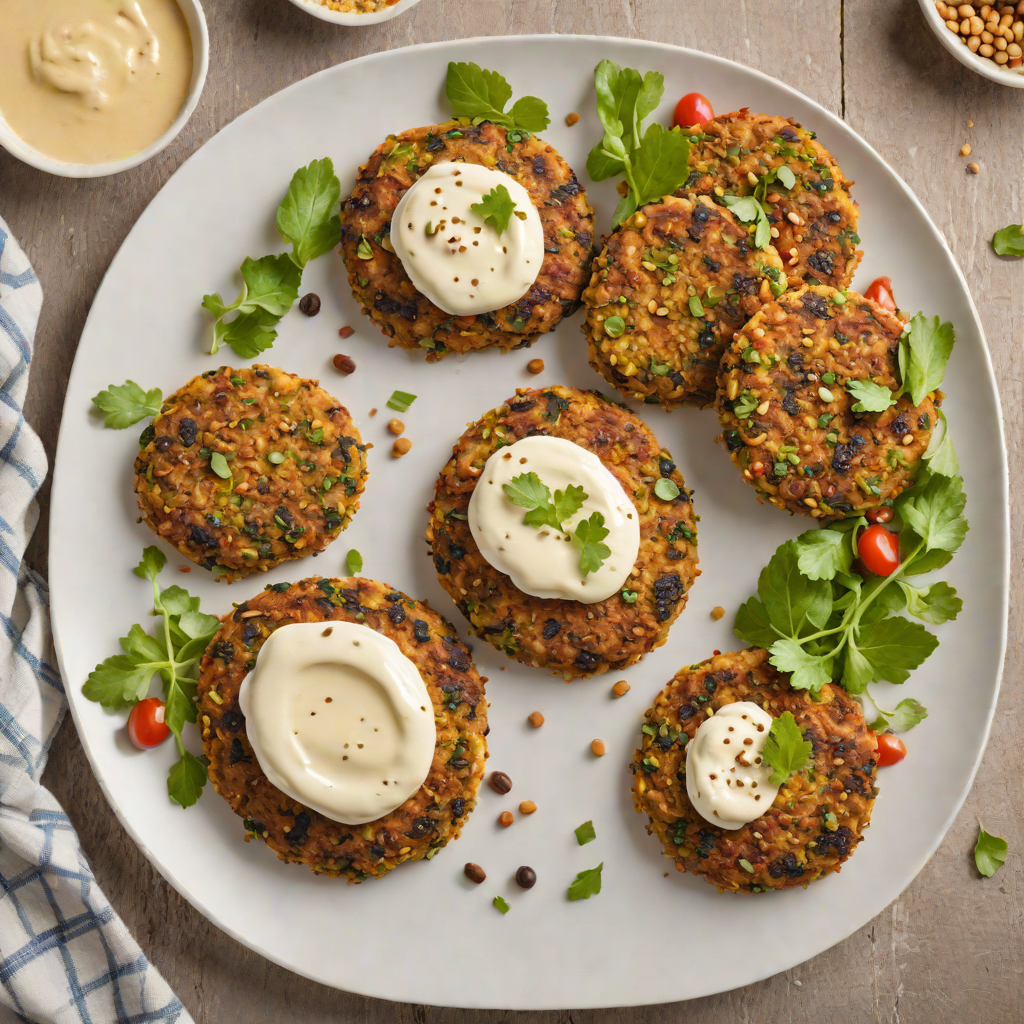 Quinoa and Chickpea Veggie Patties with Yogurt-Tahini Sauce